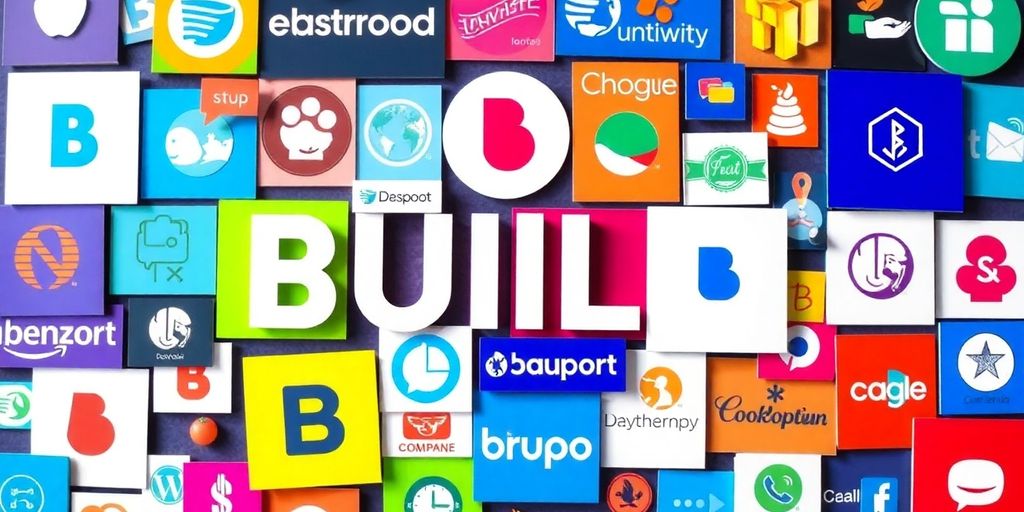 Colorful branding elements representing successful brand building strategies.