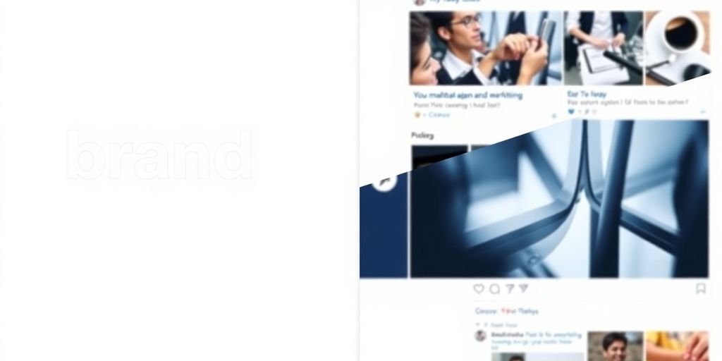 Split image of a brand logo and marketing visuals.
