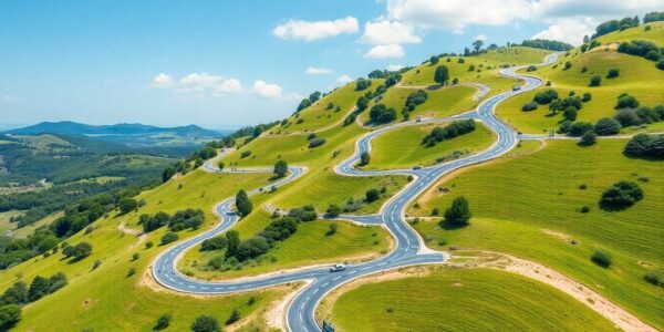 A colorful roadmap through a lush landscape representing business strategy.