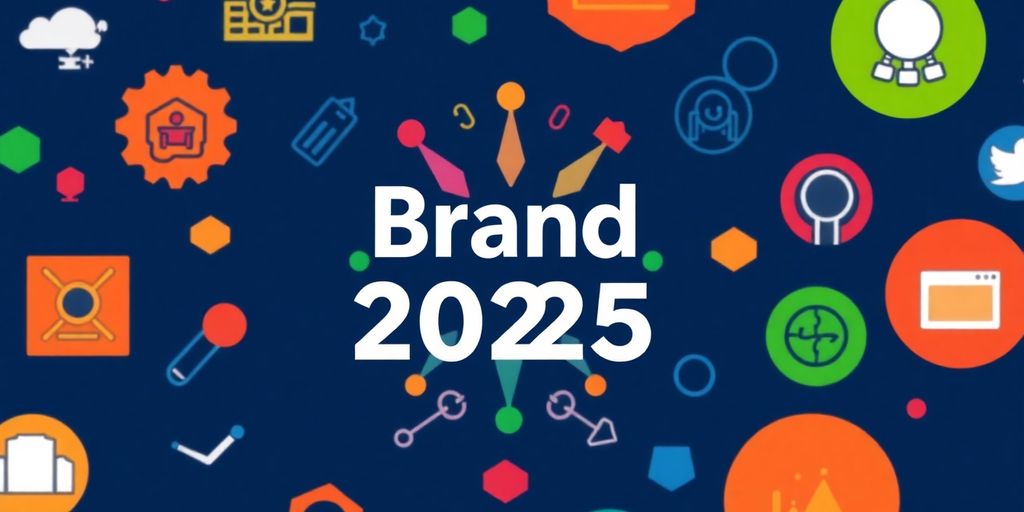 Modern brand logo with icons of innovation and creativity.
