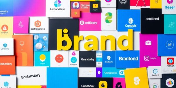 Vibrant branding elements in a creative collage.
