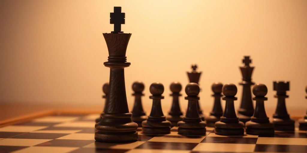 Chess pieces on a board, growth concept.