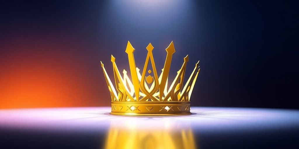 Bright spotlight on a sleek, modern, abstract crown.