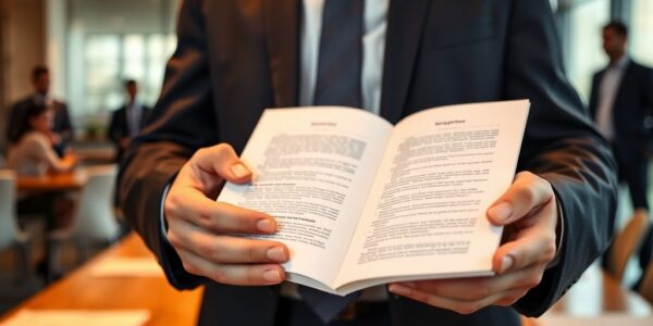 Polished professional presenting business proposal to investors.