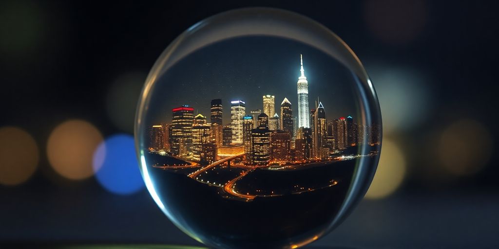 Crystal ball forecasting business growth.