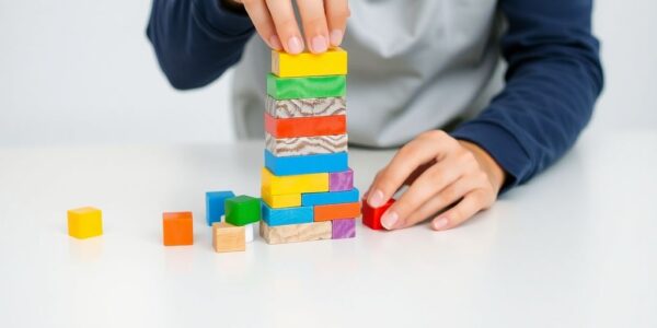 Person organizing building blocks