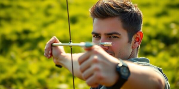 Archery target with an arrow hitting the bullseye.