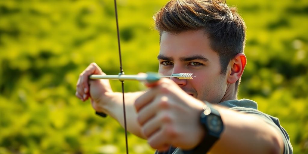 Archery target with an arrow hitting the bullseye.