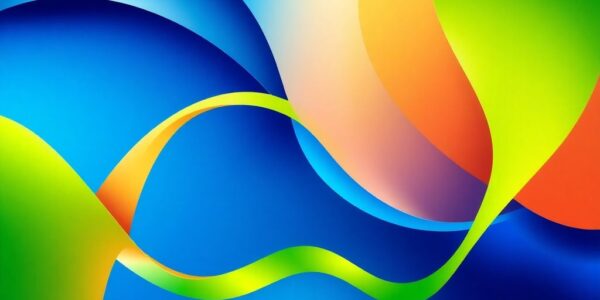 Bright, modern branding elements arranged dynamically.