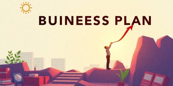 Business plan with SMART objective illustration.
