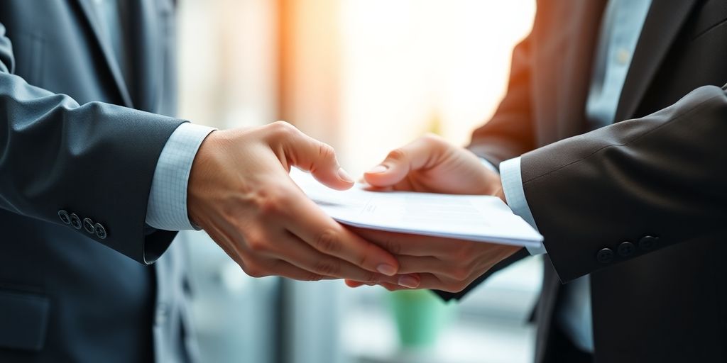 Business professionals collaborating on a winning proposal.